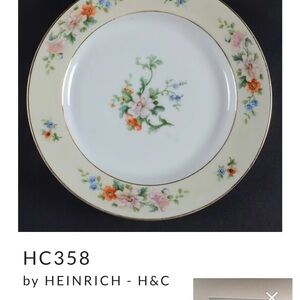 Vintage Heinrich and Co Floral Cream Dinner Plate Set x5